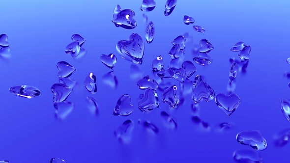 Crystal Clear Blue Hearts Falling On The Floor alt