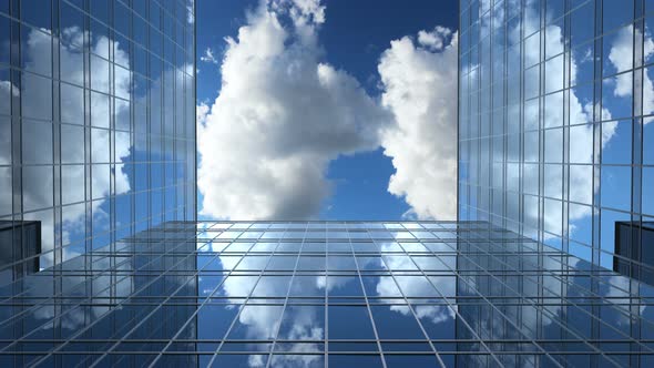 Office Buildings and a Time-Lapse Clouds