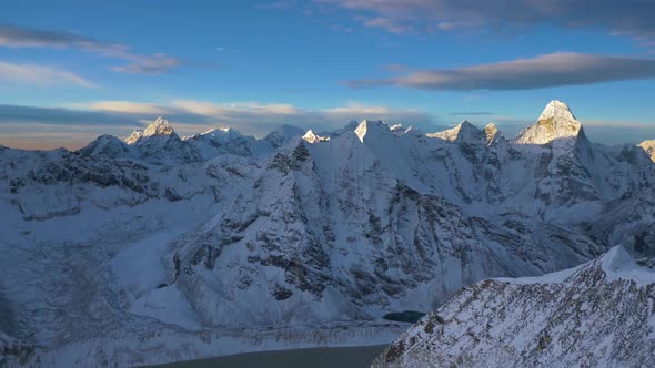 Himalaya at Sunrise. View From Top of Island Peak Mountain. Nepal alt