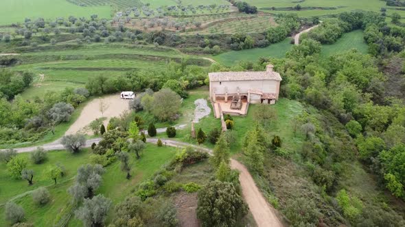 Aerial View Of Old Church In Spain alt