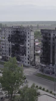 Vertical Video of a Destroyed House During the War in Ukraine alt