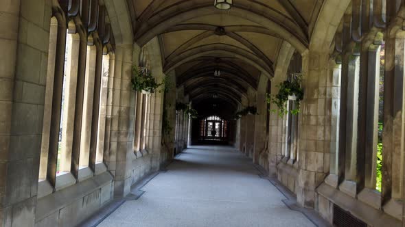 A corridor that forms a section of the college cloisters. alt