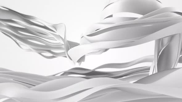 Abstract White Cloth Wavy Shapes Background