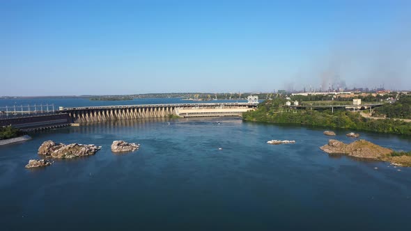 View of the Dnieper Hydroelectric Dam From the Island of Khortytsya alt