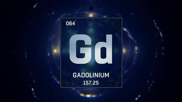 Gadolinium as Element 64 of the Periodic Table on Blue Background