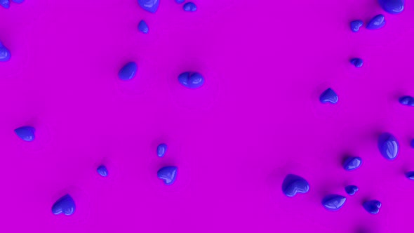 Many Blue Hearts Falling Into the Pile of Hearts on Pink Background alt