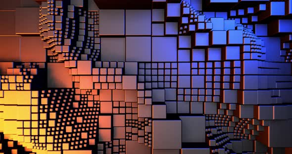 3d Animation of Abstract Geometric Background of Blocks