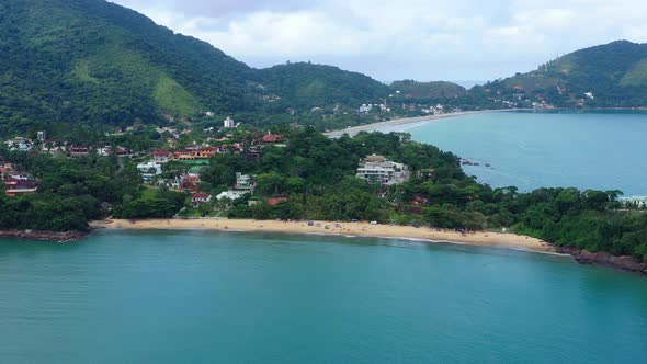 Aerial: playa santa rita beach ubatuba sao paulo san pablo tropical drone footage summer relaxed mav alt