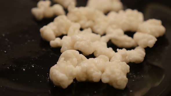 Milk kefir fungus grains bacterial fermentation starter on plate slow tilt  4K 2160p 30fps UltraHD f alt