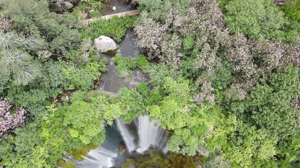 Aerial Waterfall In Green alt