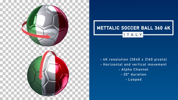 Metallic Soccer Ball 360º 4K - Italy