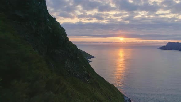 Drone Captures the Setting Sun at Hoddevik Beach alt