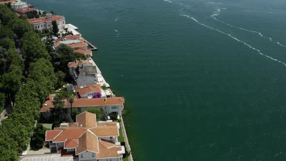 Sea And Waterside Houses Aerial View