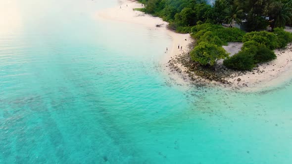 Drone Flyuing Along Maldive Paradise Tropical Island