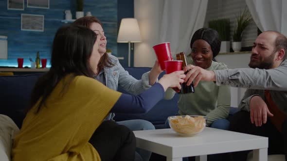 Group of Multicultural Friends Having Fun During Entertainment Wekeend Party alt