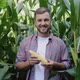 A Young Happy Farmer Examines a Head of Corn in His Field - VideoHive Item for Sale