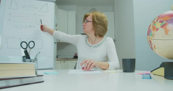 Adult Woman Explaining Math Material for Students Through Video Call Point of View alt