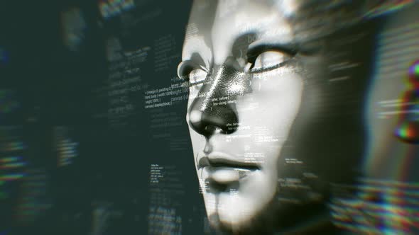 Programming Code And Digitized Human Face, Motion Graphics | VideoHive