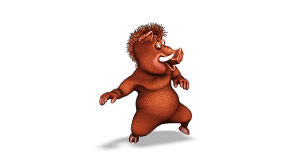 Cartoon Boar Dance  Looped on White Background alt