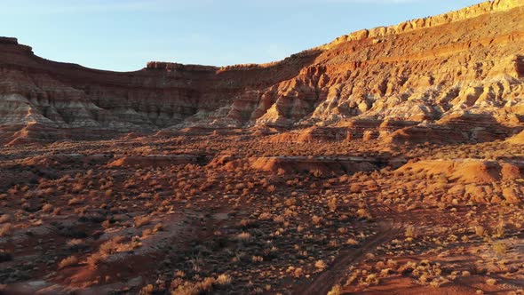 Utah Desert Sunset Drone Crane Shot Showing Wild Adventure Travel Destination