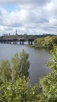 Vertical Video Aerial View of the Dnipro River  the Main River of Ukraine alt