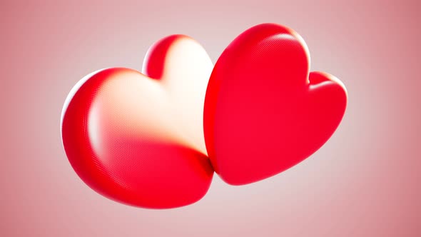 Two red hearts break apart into pieces. Concept of the crisis of romantic love. alt