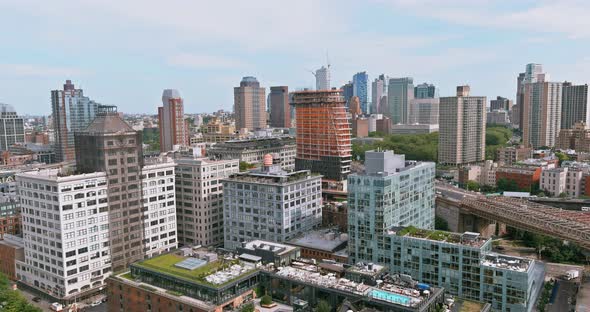 Aerial View Style Majestic Brooklyn Bridge in New York Brooklyn Side View USA alt