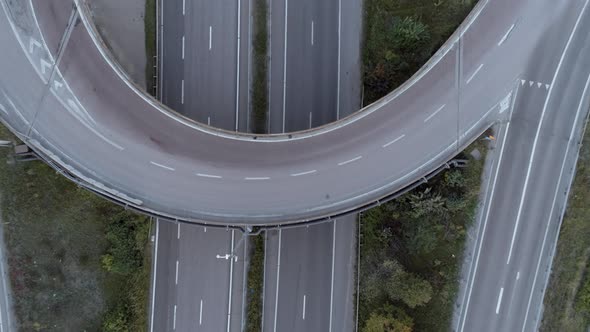 Aerial Top Down View of Highway Interchange