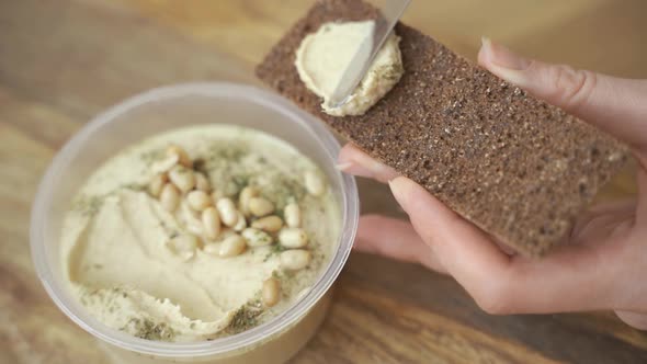 Top View of Healthy Organic Vegan Meze of Dips Falafels Pickles and Tabbouleh alt