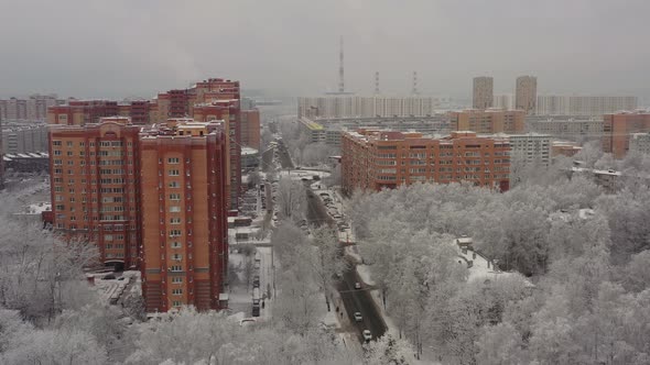 A Winter Cityscape After a Snowfall