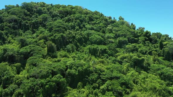 fly by shot of a tropical island in the Indian Ocean off Madagascar alt