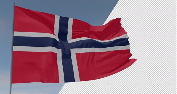 flag Svalbard and Jan Mayen patriotism national freedom, seamless loop, alpha channel alt