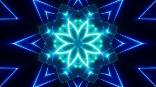 Blue Neon Multi Shapes Light Zoom Effect 4K Loop alt
