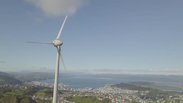 Wind turbine above Wellington aerial