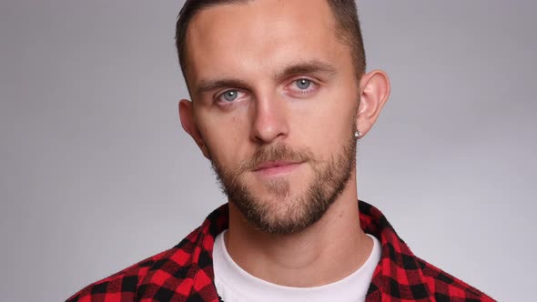 Closeup portrait of man on white background