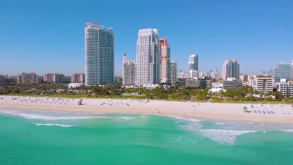 Vacation in Miami Touristic City, Aerial View