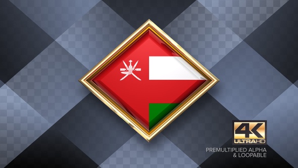 Oman Flag Rotating Badge 4K Looping with Transparent Background