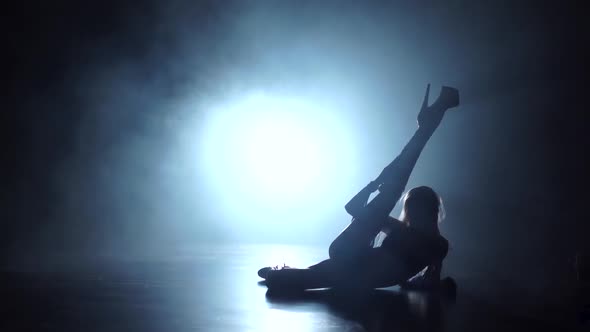 Leggy Girl Dancing an Erotic Pose. Slow Motion alt