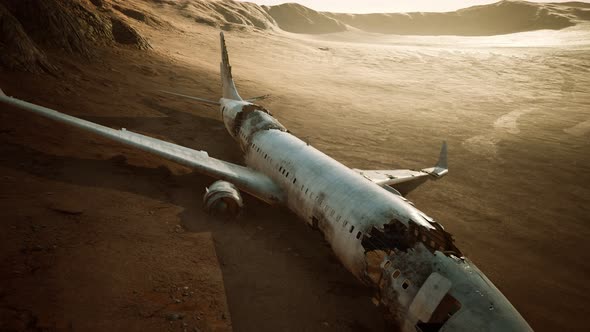 Abandoned Crushed Plane in Desert alt