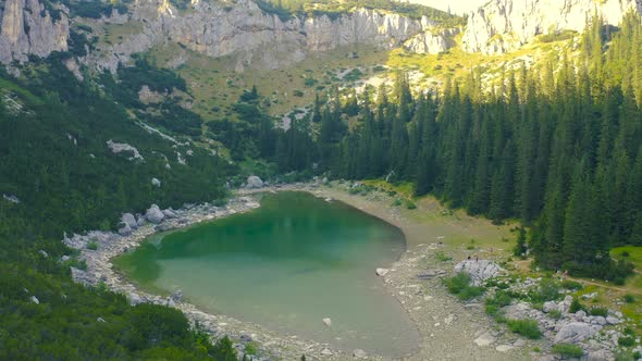 Beautiful View of Green Lake  Jablan Jezero and Mountains Durmitor Montenegro alt