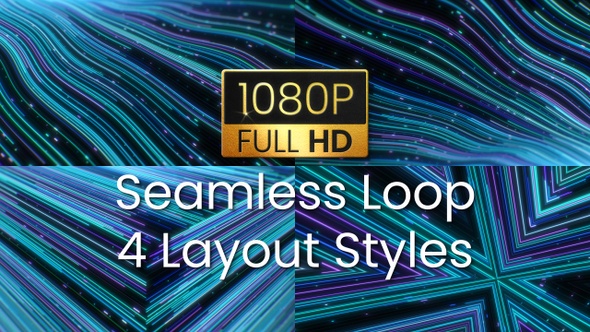 Seamless Loop Technology Flowing Lines and Dots (4-Pack), Motion Graphics