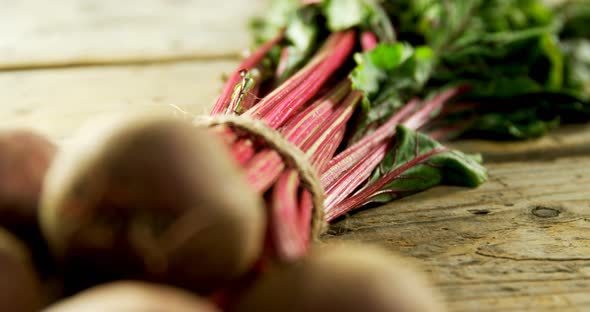 Close-up of kohlrabi on wooden table alt
