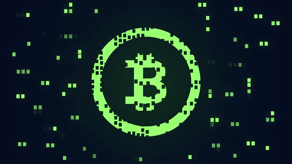 Bitcoin Cryptocurrency block chain pixel art alt