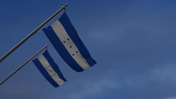 Honduras Flags In The Blue Sky - 4K