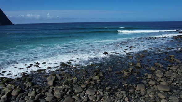 Northernmost best surf spot at Unstad in Northern Norway in Lofoten. Fast right handed wave. alt