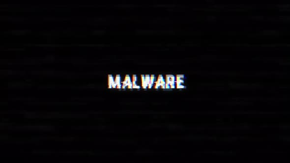 Malware glitch text with noise and vhs background alt