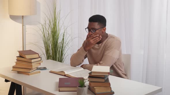 Hard Education Study Fatigue Guy Yawning Books alt