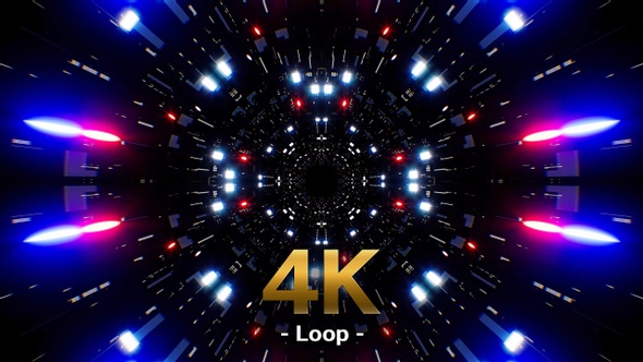 Red Blue Particle Light Sci Fi Passage 4K alt