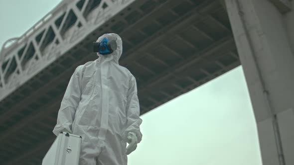 Portrait of African-American Ecologist at Biohazard Area alt