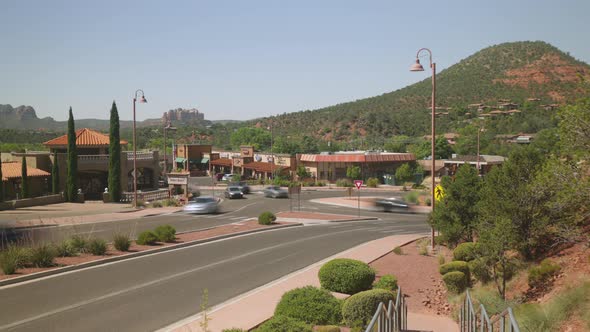 Uptown Sedona Arizona Traffic Roundabout Timelapse